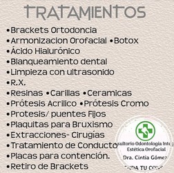 CONSULTORIO DENTAL, ODONTOLOGÍA INTEGRAL DRA CINTIA GOMEZ NUESTROS TRATAMIENTOS.