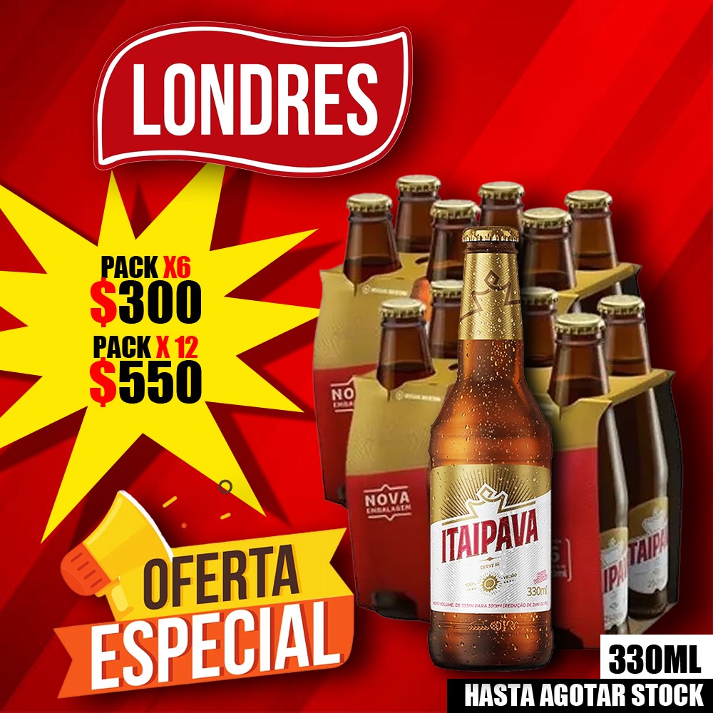 Mayorista Londres Cerveza Itaipava funda x6 x12 