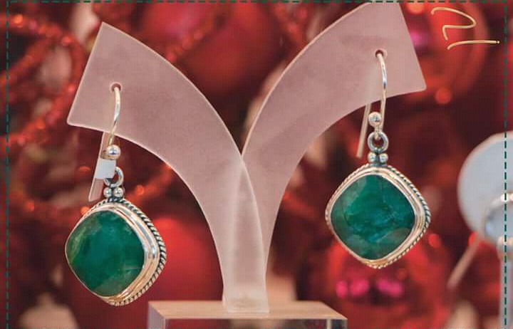 POMAR JOYEROS Caravanas Plata 925 y raiz de esmeralda legitima