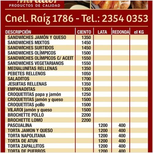 Menús EL MIRADOR III