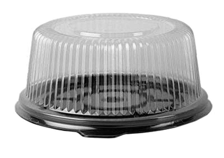 DESCARTABLES UY Envase cilíndrico para torta, bandeja y domo visible 
