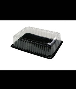 DESCARTABLES UY Envase rectangular para torta, bandeja y domo visible