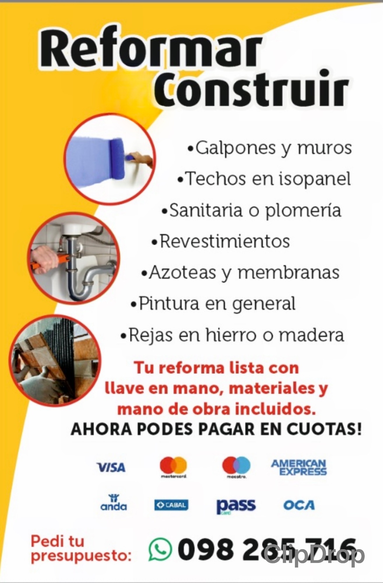 REFORMAR O CONSTRUIR 12 PAGOS todas las tarjetas sin recargo