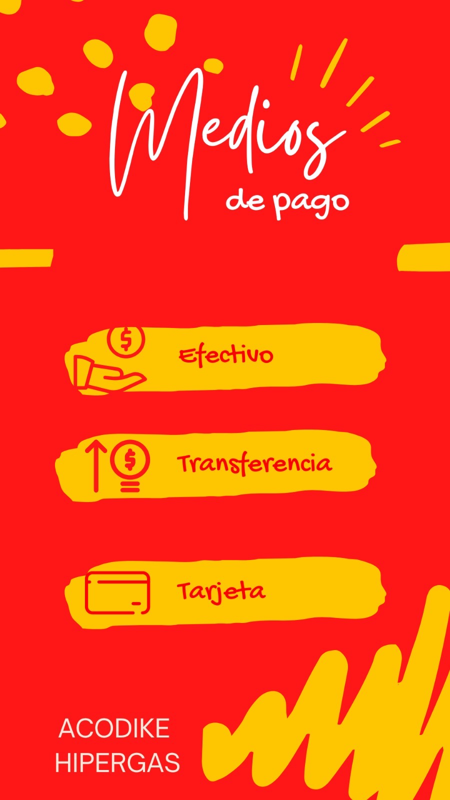 ACODIKE HIPERGAS Medios de pago Efectivo - Transferencia - Tarjeta