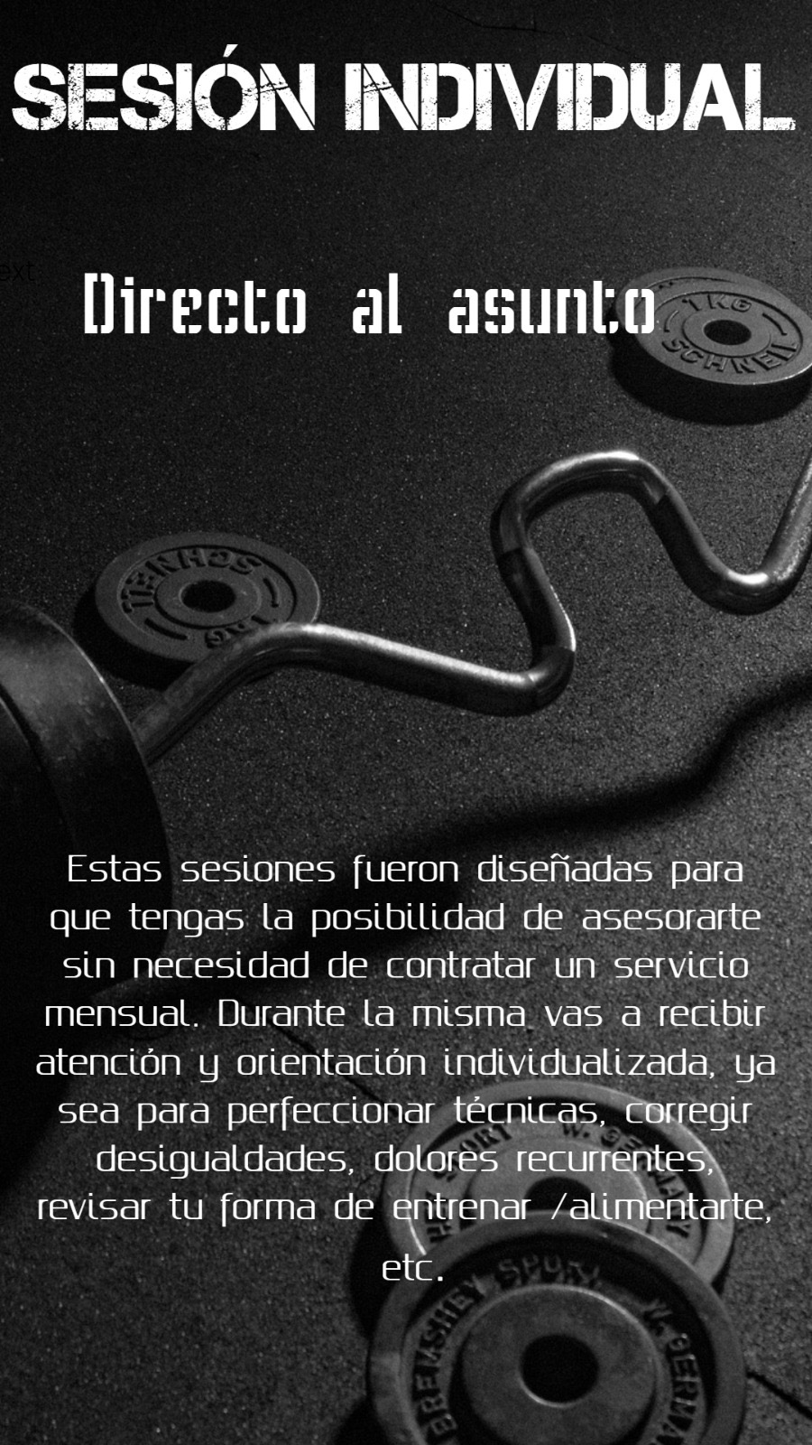 GIMNASIO EL SEBAS Sesión individual 