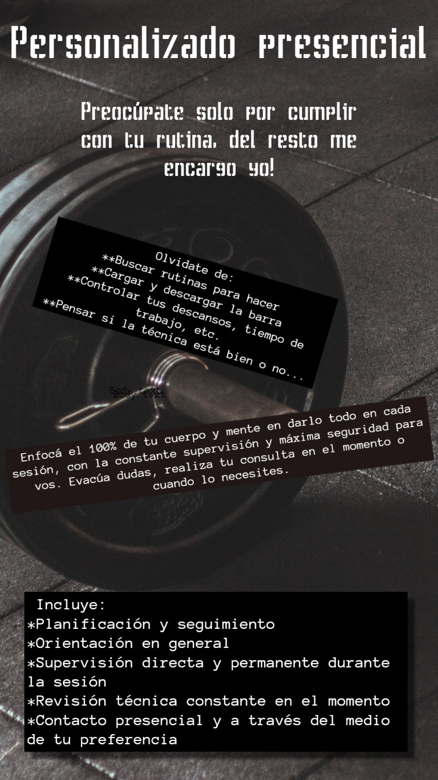 GIMNASIO EL SEBAS Entrenamiento personalizado presencial 