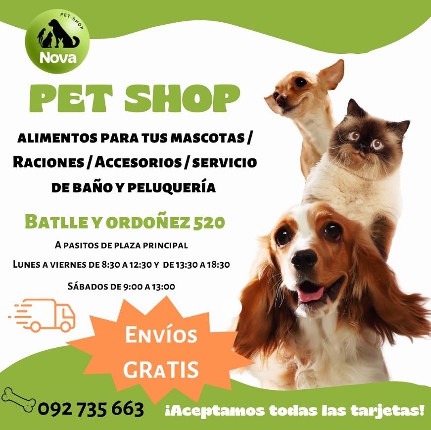 PET SHOP NOVA PET SHOP NOVA Pet shop 
Baño y peluqueria canina
Alimento mascot