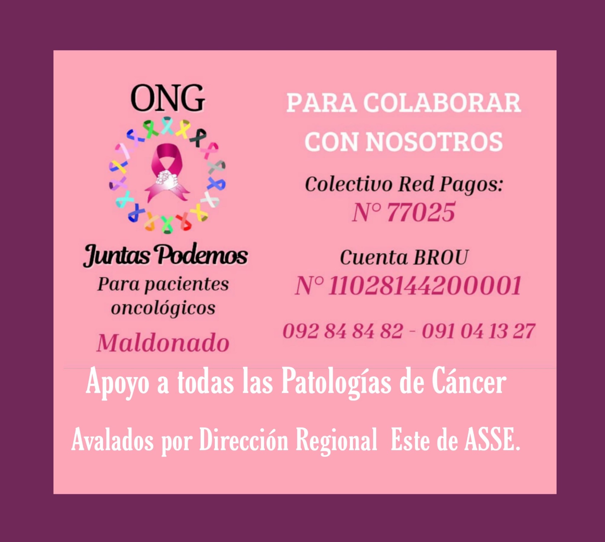 ONG JUNTAS PODEMOS JUNTAS PODEMOS Apoyamos todas las patologías de cáncer.
Porque lo