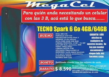 MegaCel 4 Celular Tecno Spark 6