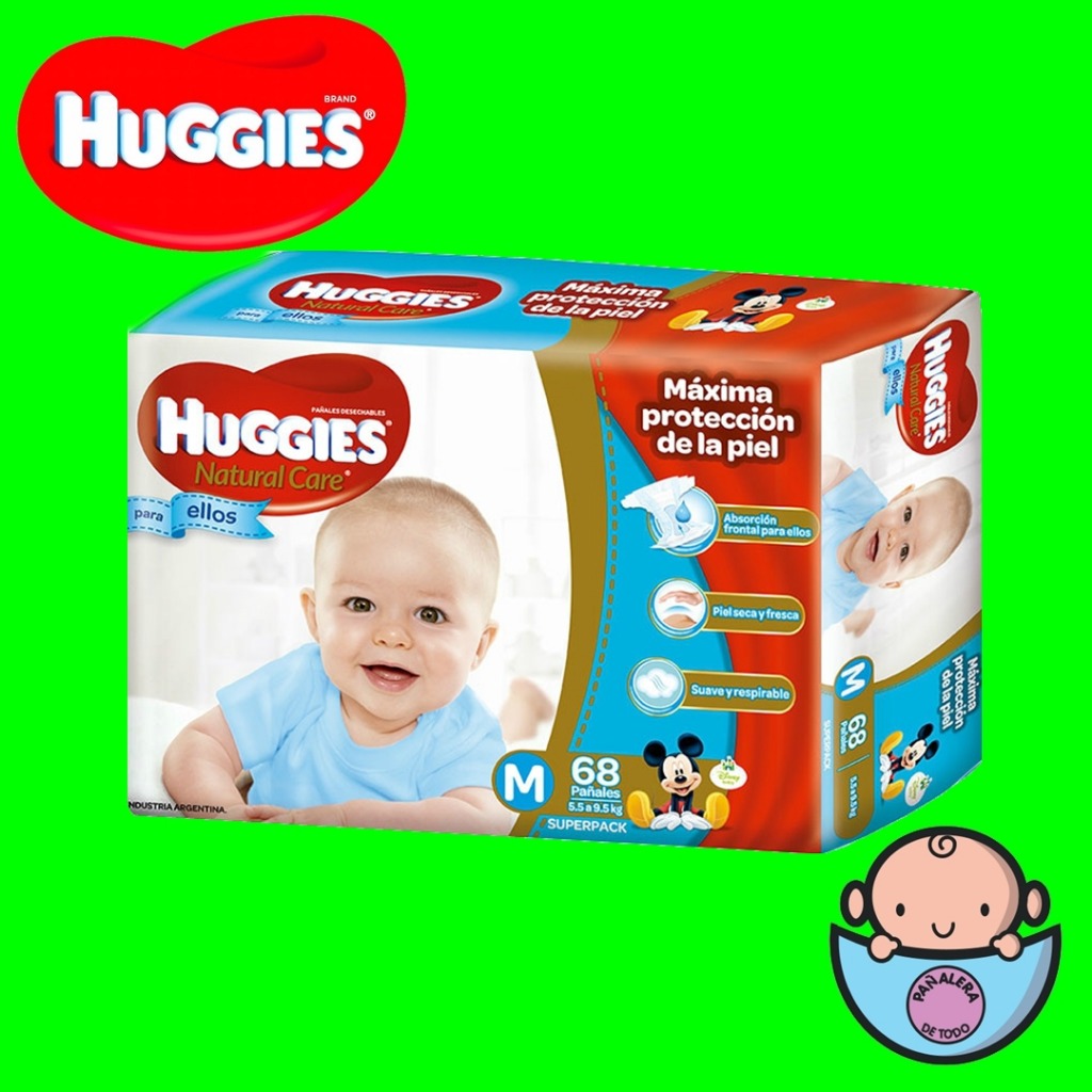 PAÑALERA DE TODO Huggies Natural Care M x68 Ellos Huggies Natural Care M x68 Ellos $550 o 2x$860