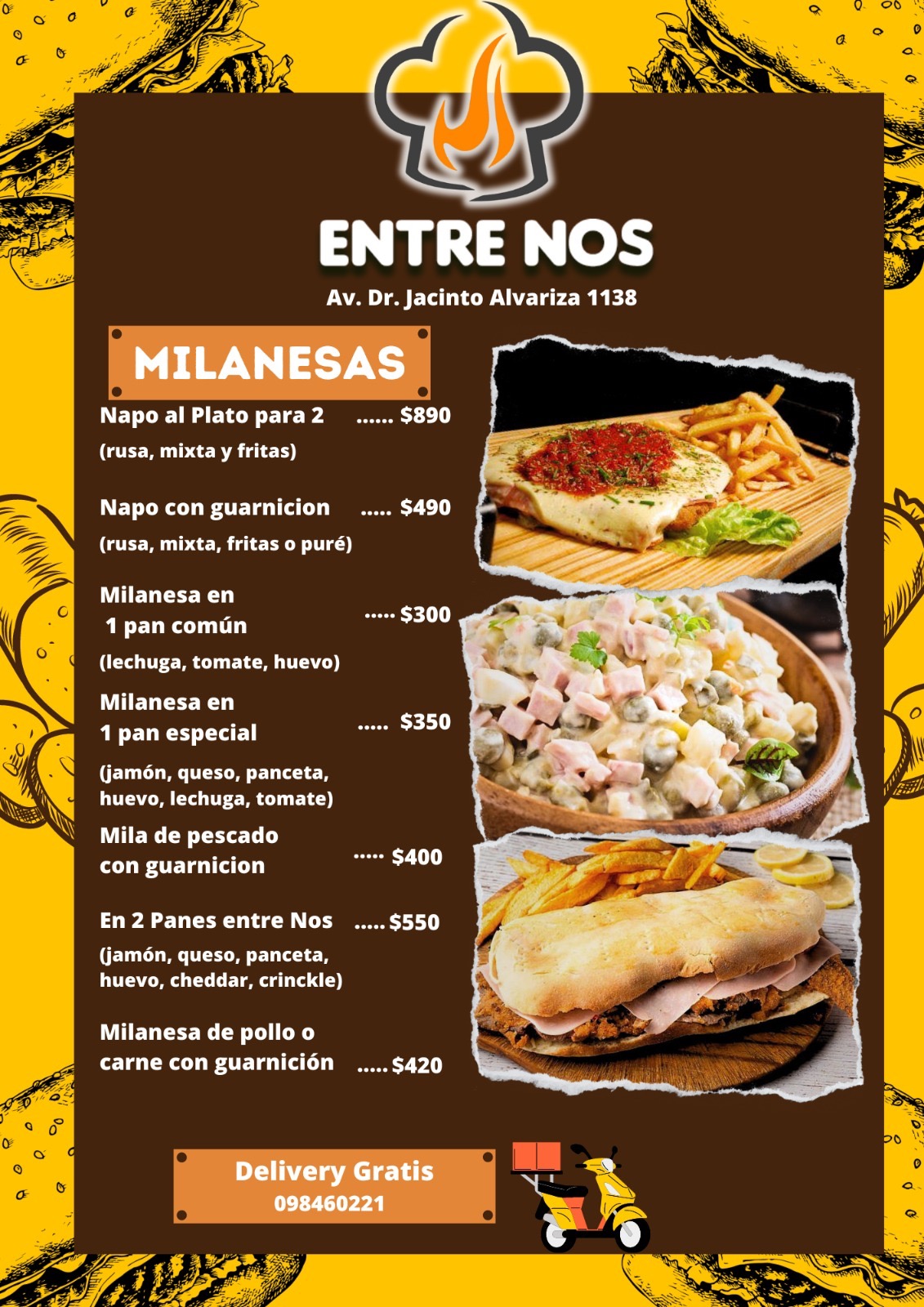 PARRILLADA ENTRE NOS Milanesas Opciones para 1 o 2 personas 