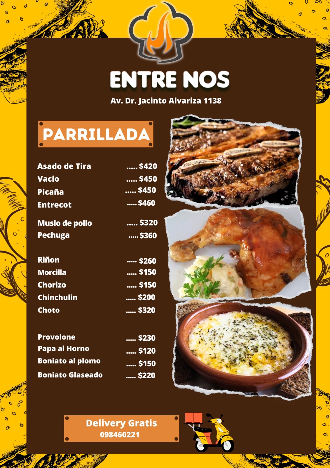 PARRILLADA ENTRE NOS Parrillada. Pueden comerlo en el local o pedirlo por Delivery 