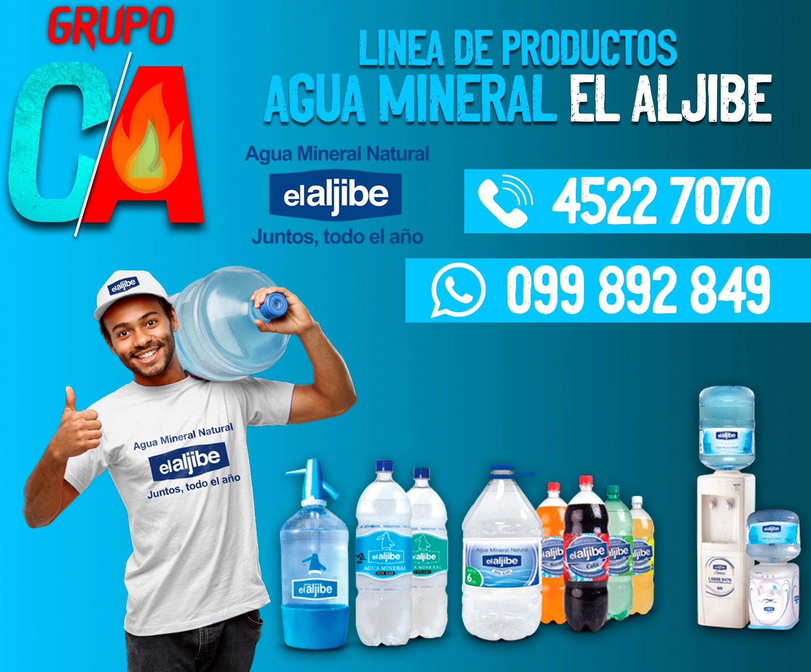 GRUPO CA ACODIKE COLONIA Agua Mineral Natural El Aljibe- Toda la línea de productos Reparto a todo Colonia