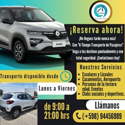 Transporte de Pasajeros "A TIEMPO" Reserva tu transporte y optimiza tu tiempo!
