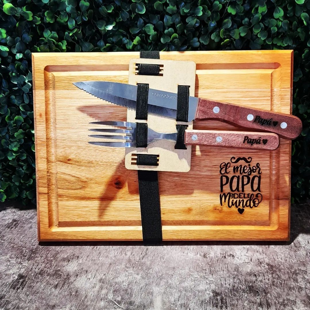 BECHU CAFETERÍA Regalos: Tabla grabada con cubiertos 